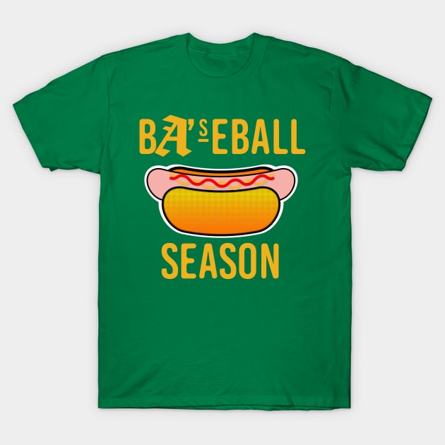 Baseball Season - Hotdog (Gold) T-Shirt by mikelcal